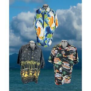 Lot of 12 Men's Vintage Made in Hawaii Hawaiian Shirts Sizes M to 2XL